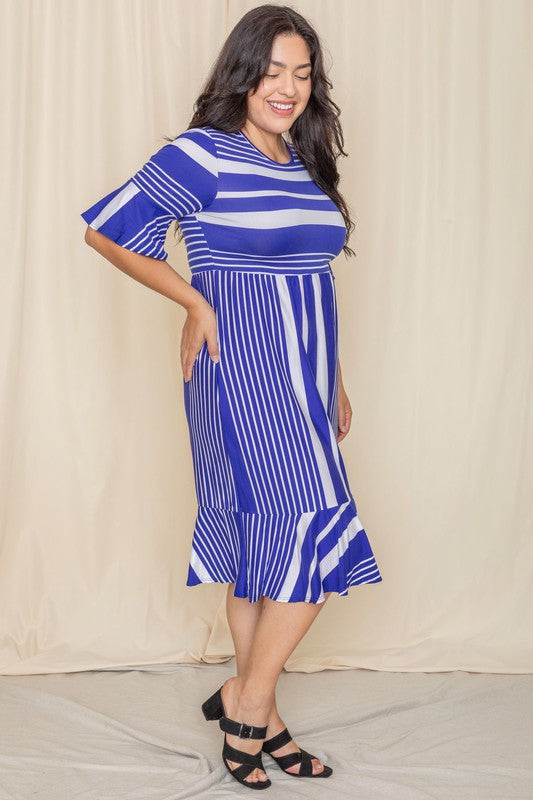 stripe midi dress boasts