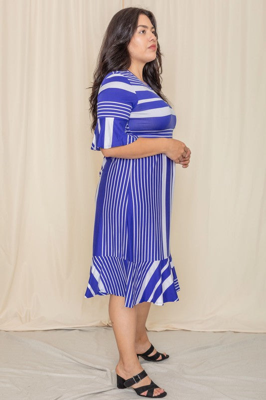 stripe midi dress boasts