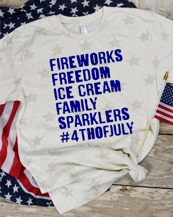 Fireworks Freedom Ice Cream Crew Star Tee