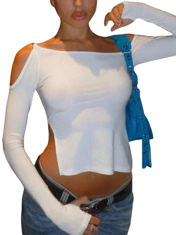 Long-sleeved strapless slit